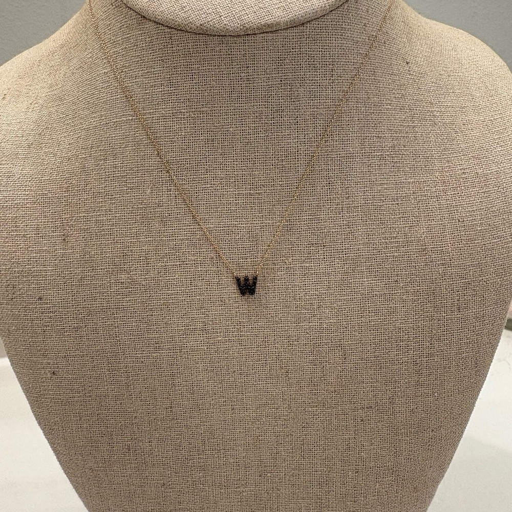Stella & Dot Covet Initial Gold Necklace with Black Diamonds